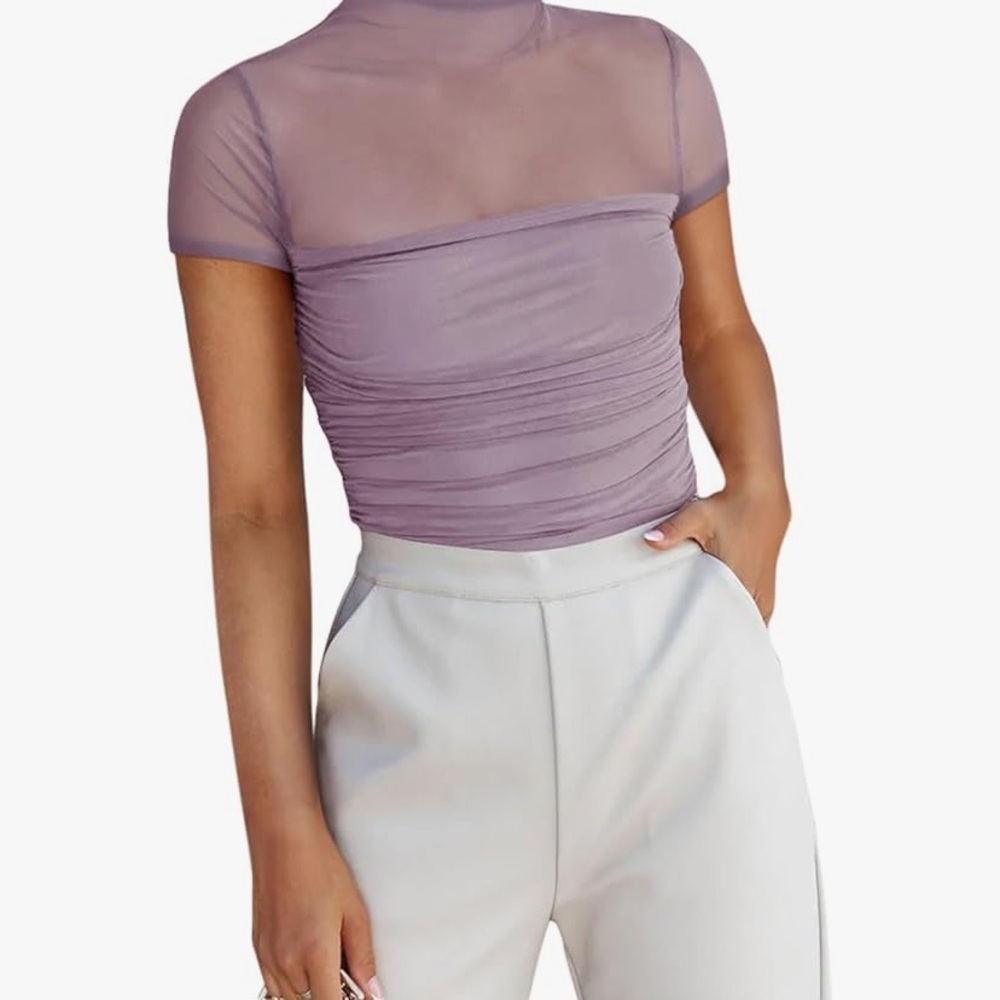 ReoRia hazy lilac Ruched Bodysuit - small